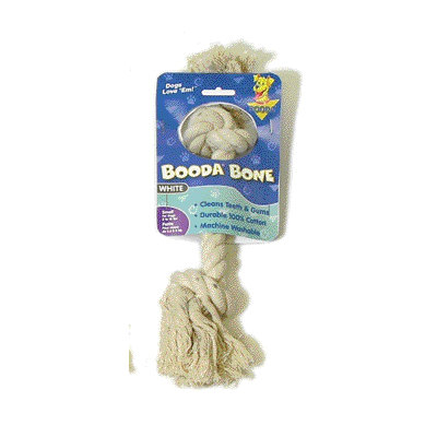 BOODA Pet Products Two Knot Rope Bone Dog Toy in White