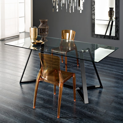 Domitalia Archie Rectangular Table with Crystal Chairs