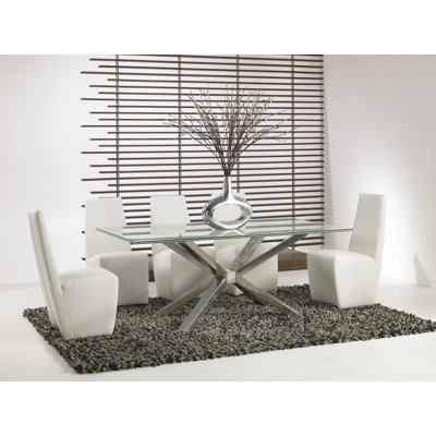 Star International Tiffany Dining Table with Crackle Glass