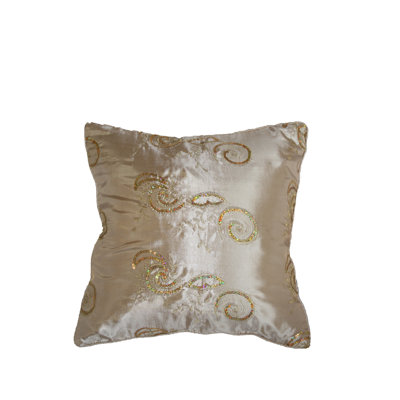 Violet Linen Silky Indiana Embroidered Sequins Decorative Throw Pillow