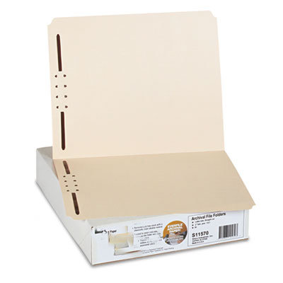 S J Paper Archival File Folders, Antimicrobial, Straight Top Tab, Letter, Manila, 50/Box