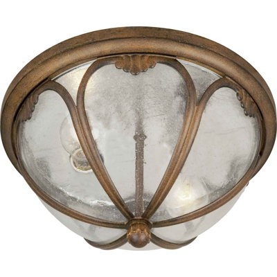 Forte Lighting 13"Two Light Outdoor Flush Mount with Clear Seeded Glass