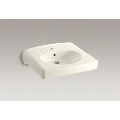 Kohler Brenham Wall-Mounted or Concealed Carrier Arm Mounted Commercial Bathroom Sink with Single Faucet Hole