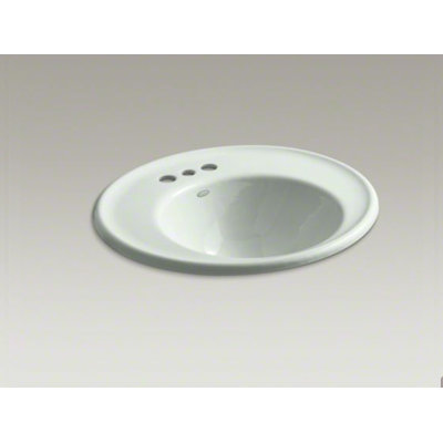 Kohler Iron Works Wall-Mount Bathroom Sink with Single Faucet Hole and Almond Exterior
