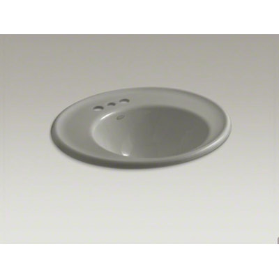 Kohler Iron Works Wall-Mount Bathroom Sink with Single Faucet Hole and Almond Exterior

