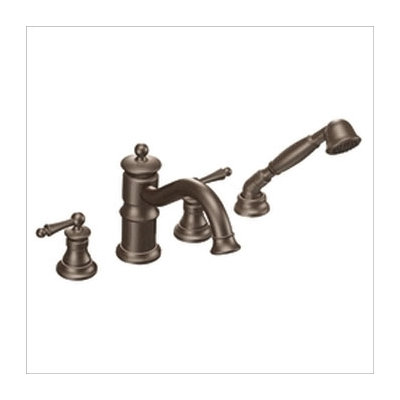 Moen Waterhill Double Handle Roman Tub Faucet with Built-in Hand Shower Diverter