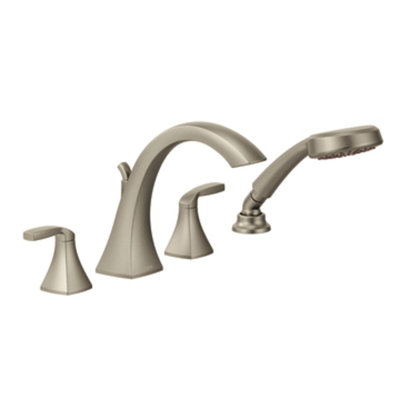 Moen Voss Double Handle Deck Mount Roman Tub Faucet Trim with Handshower