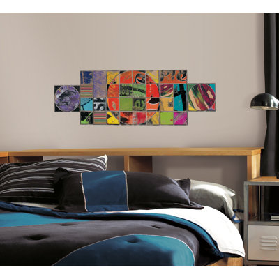 Room Mates Art of Board Circle Inside Square Peel and Stick Giant Wall Decals