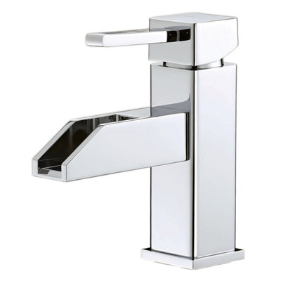 Water Creation Single Hole Square Bathroom Faucet with Single Handle