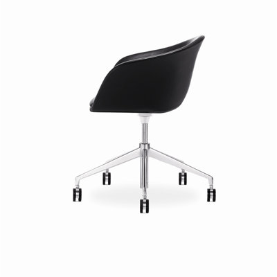 Arper Mid-Back Leather Duna Upholstered Task Chair with Gas Lift