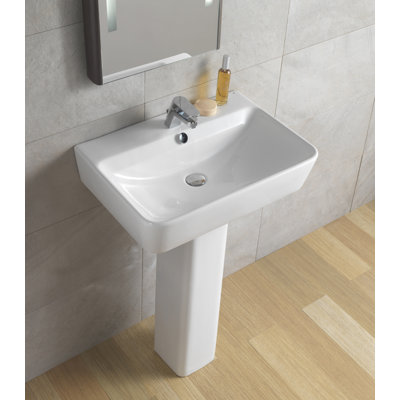 Bissonnet Emma 21.7" Full Pedestal Overflow Bathroom Sink With Optional Towel Bar