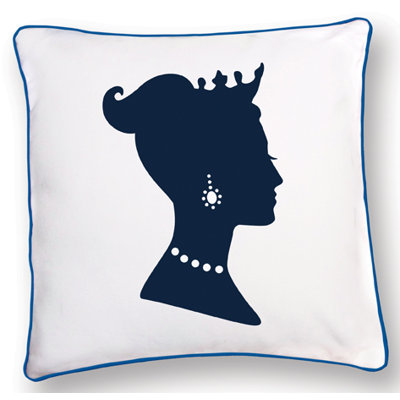 Naked Decor Princess Reversible Pillow in White and Blue
