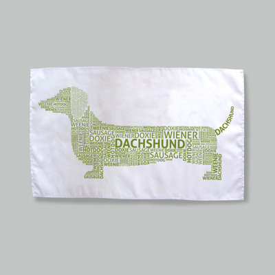 Naked Decor Dachshund Typography Dish Towels (Set of 3)