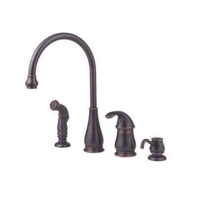 Price Pfister Treviso One Handle Widespread Kitchen Faucet with Side Spray and Soap Dispenser