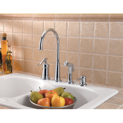 Price Pfister Ashfield One Handle Kitchen Faucet with Sidespray and Soap Dispenser