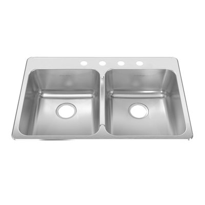 American Standard Stainless Steel Drop-In 33.38-Inch x 22-Inch Double Bowl kitchen sink in Brushed Stainless Steel