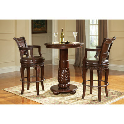 Steve Silver Furniture Antoinette 3 Piece Pub Table Set in Multi-Step Rich Cherry