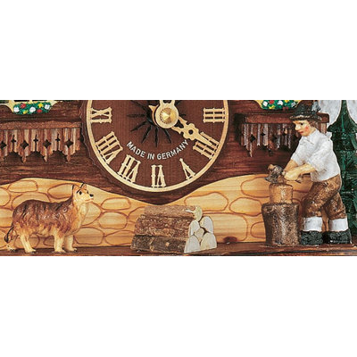 Schneider 10" Antique Stained Chalet Cuckoo Clock with Woodchopper