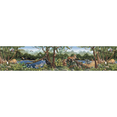 4 Walls Whimisical Wall Jungle Mural Style Border in Multi