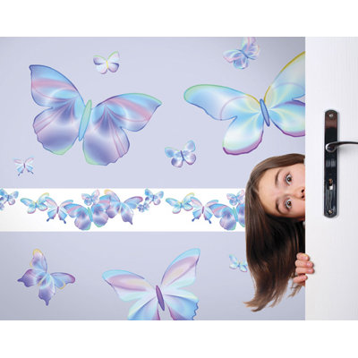 4 Walls Fluttering Butterflies Freestyle Peel and Stick Decal in Blue