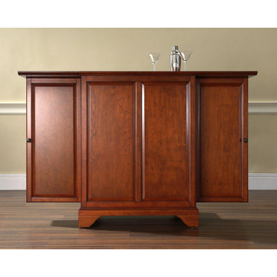 Crosley LaFayette Expandable Bar Cabinet in Classic Cherry