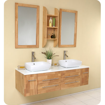 Fresca Bellezza Modern Double Vessel Sink Bathroom Vanity