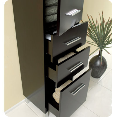 Fresca Espresso Bathroom Linen Cabinet with 3 Pull Out Drawers