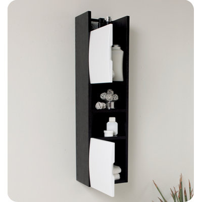 Fresca Wenge Wood Finish Bathroom Linen Cabinet with White Doors