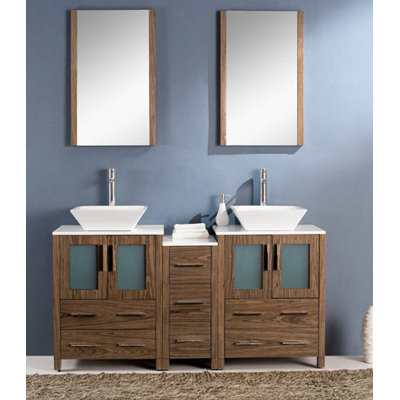 Double Sink Bathroom Vanity on Fresca Torino 60 Modern Double Sink Bathroom Vanity Set With Side