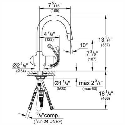 Grohe Ladylux Single Handle Single Hole Bar Faucet with Pull Out Spray