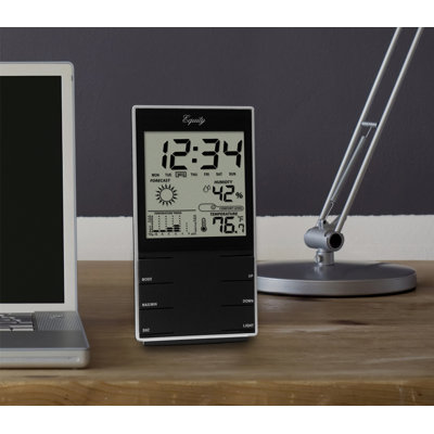 La Crosse Technology Silver Atomic Wall Clock with Moon Phase & Indoor/Outdoor Temperature