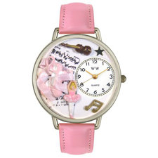 Whimsical WatchesUnisex Ballet Shoes Pink Leather and Silvertone Watch in Silver-image