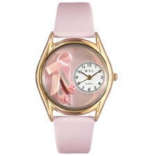 Whimsical WatchesWomen\'s Ballet Shoes Pink Leather and Gold Tone Watch-image
