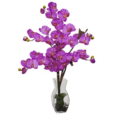 Nearly Natural Phalaenopsis with Vase Silk Flower Arrangement in Orchid ...