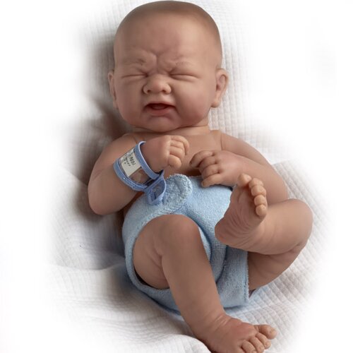 JC Toys La Newborn   14 Closed Eyes Real Boy Vinyl Doll