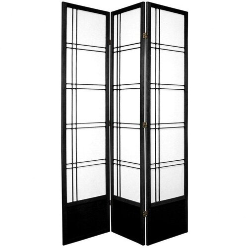 Oriental Furniture 78 Double Cross Design Room Divider in Black