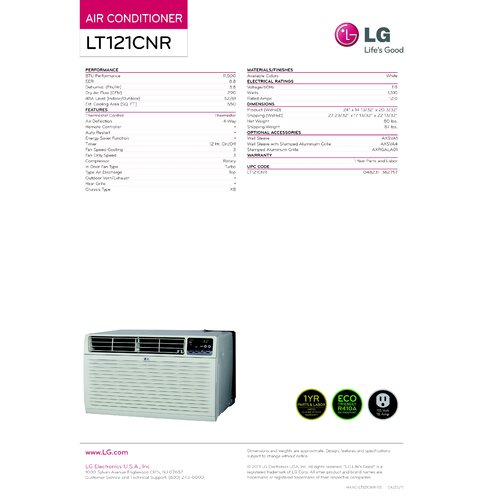 LG 12000 BTU Energy Star Window Mounted Air Conditioner with Remote