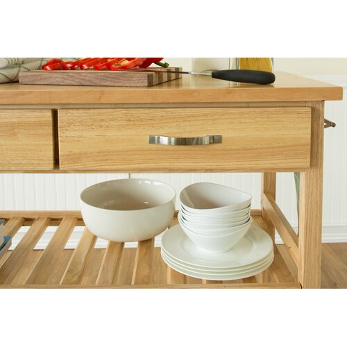 Castleton Home Solid Wood Top Kitchen Island Cart