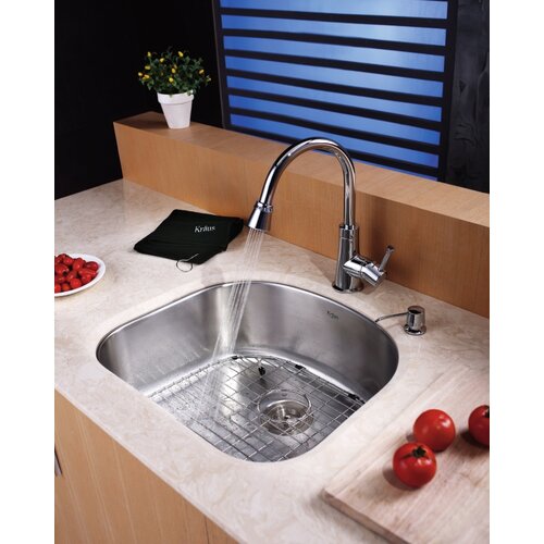 Kraus 30 Undermount Single Bowl Kitchen Sink with 14.9 Faucet and