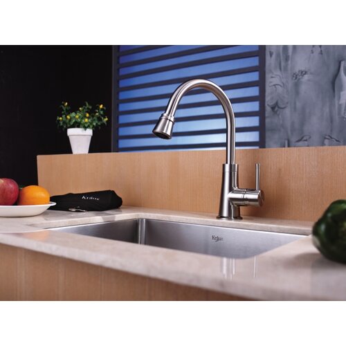 Kraus 23 Undermount Single Bowl Kitchen Sink with 14.9 Faucet in