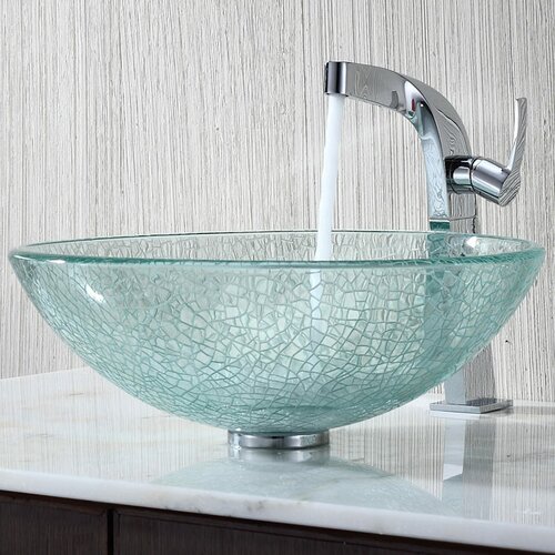 Kraus Bathroom Combos Broken Glass Vessel Bathroom Sink with Single