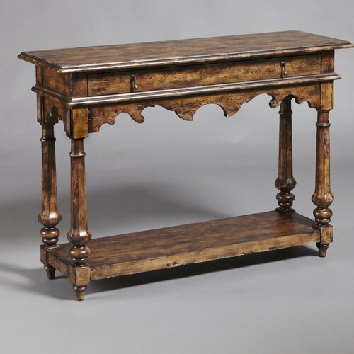 pulaski rustic distressed chic one drawer console table